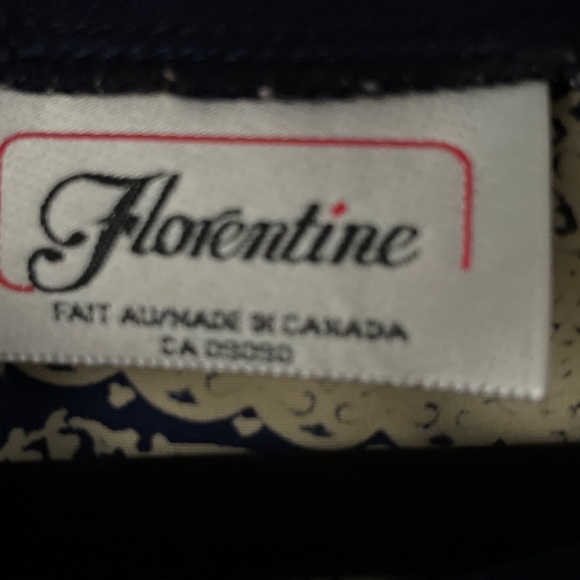 VINTAGE FLORENTINE CANADA NAVY AND IVORY FLORAL PLEATED DRESS SIZE 12 PREOWNED - Picture 4 of 7